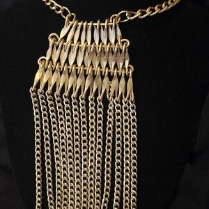 Elegant Gold Chain Fringe Necklace
